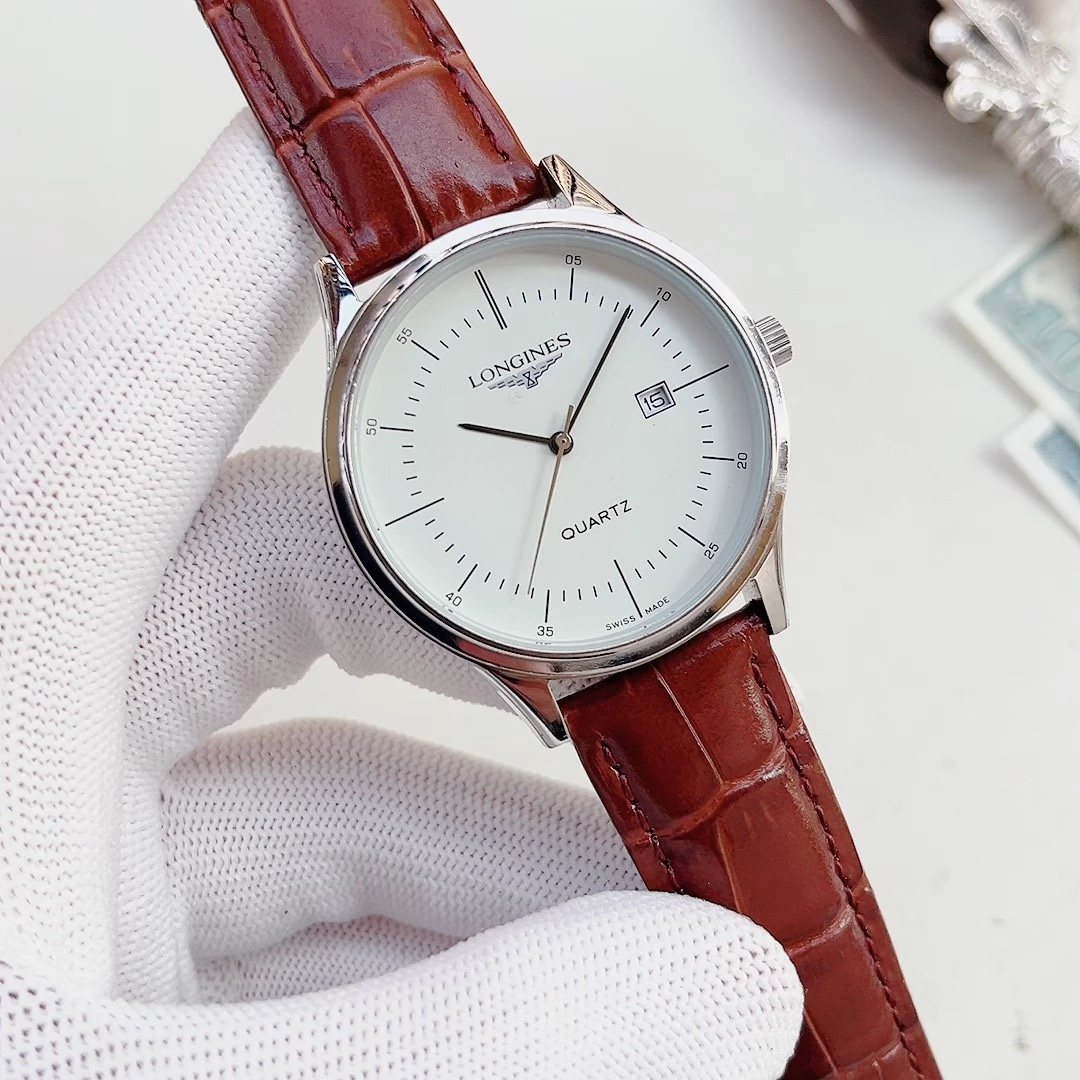 White Dial Brown Strap Watch