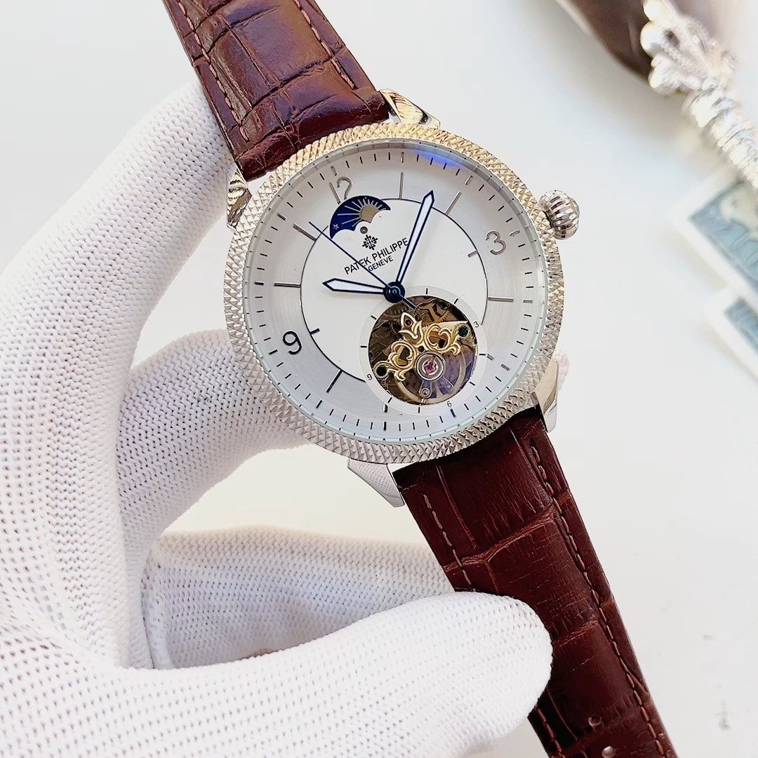 Patek Philippe Open-Heart Brown Strap Watch