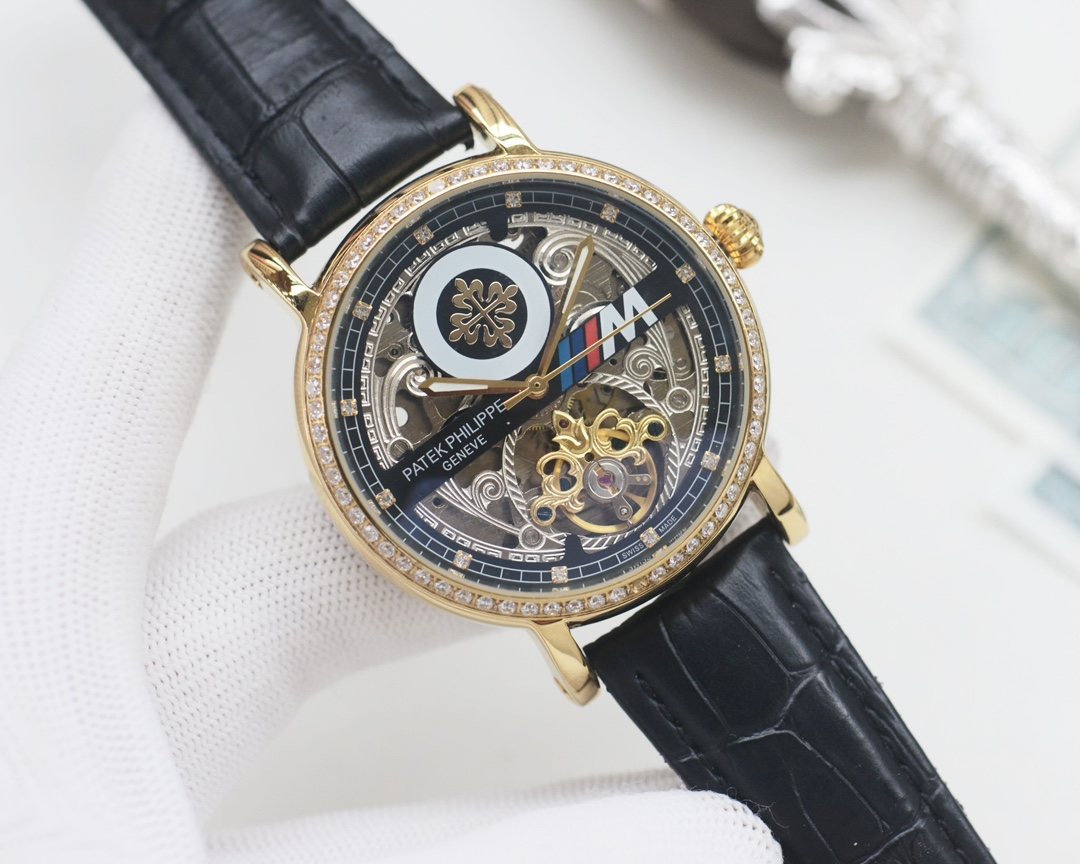 Patek Philippe Black Gold Strap Watch