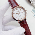 Longines Rose Gold-Tone Burgundy Strap Couple Watch Set