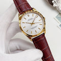 Rolex White Dial Brown Strap Watch