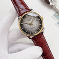 Longines Burgundy Strap Silver-Gray Dial Watch