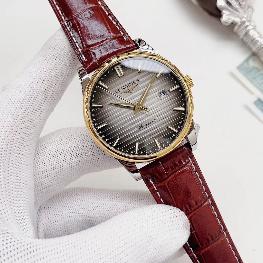 Longines Burgundy Strap Silver-Gray Dial Watch