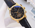 Patek Philippe Gold Black Dial Strap Watch