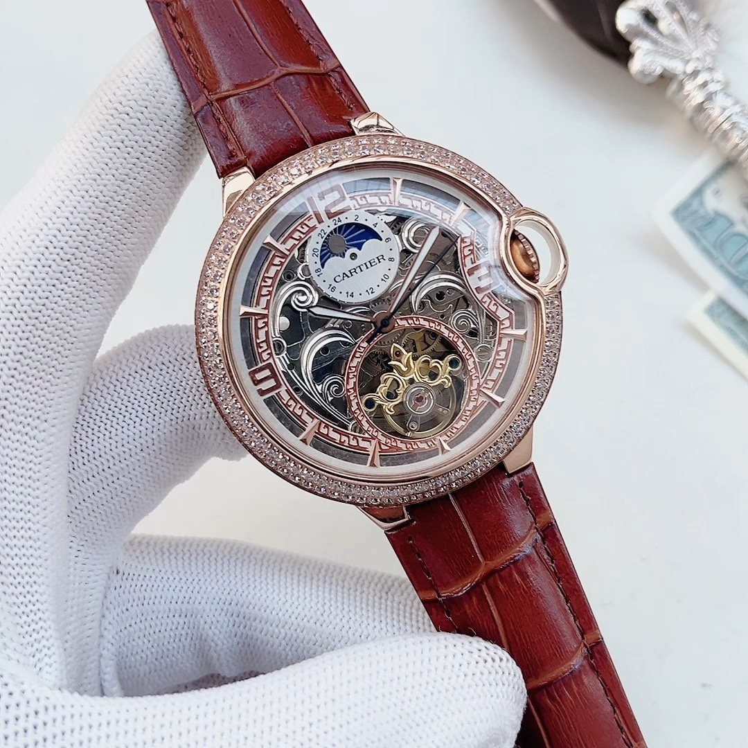 Cartier Rose Gold-Tone Skeleton Dial Watch