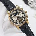 PATEK PHILIPPE Gold Black Dial Strap Watch