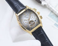Patek Philippe Gold Black White Dial Strap Watch