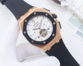 Audemars Piguet Rose Gold Black White Dial Strap Watch