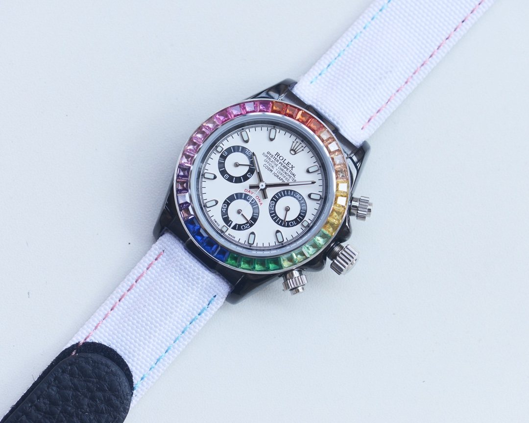 Rolex White Dial Strap Watch