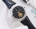 OMEGA Silver Black Dial Strap Watch