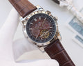 Patek Philippe Silver Brown Dial Strap Watch