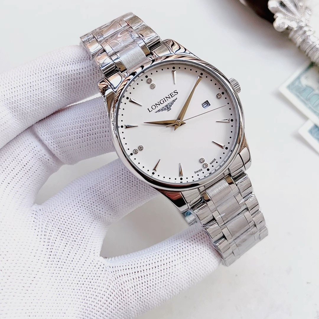 Longines White Dial Metal Bracelet Watch