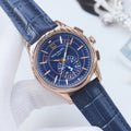 Patek Philippe Rose Gold Blue Dial Leather Strap Watch