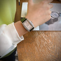 Piaget Black Silver White Dial Strap Watch