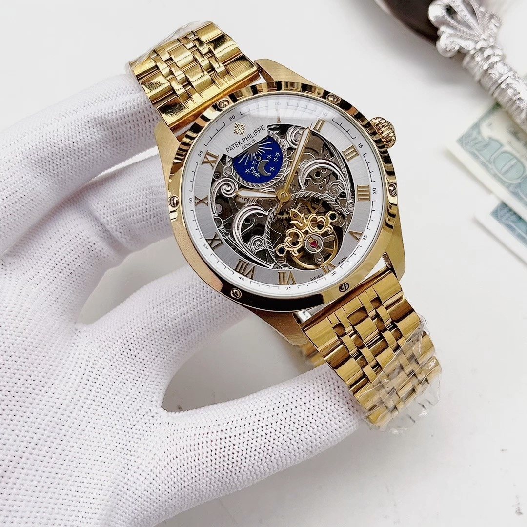 Patek Philippe Gold Tone Skeleton Dial Watch