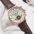 PATEK PHILIPPE Brown Rose Gold Leather Strap Watch
