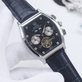 ROLEX Silver Black Dial Strap Watch
