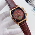 PATEK PHILIPPE Gold Brown Leather Strap Watch