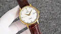 Gold Brown White Dial Leather Strap Watch