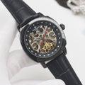 PATEK PHILIPPE Silver Black Dial Strap Watch