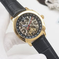 PATEK PHILIPPE Gold Black Dial Strap Watch