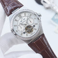 OMEGA Brown Silver Dial Strap Watch