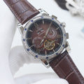 OMEGA Silver Brown Dial Strap Watch