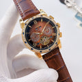 OMEGA Gold Brown Dial Strap Watch