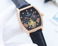 PATEK PHILIPPE Rose Gold Black Dial Strap Watch