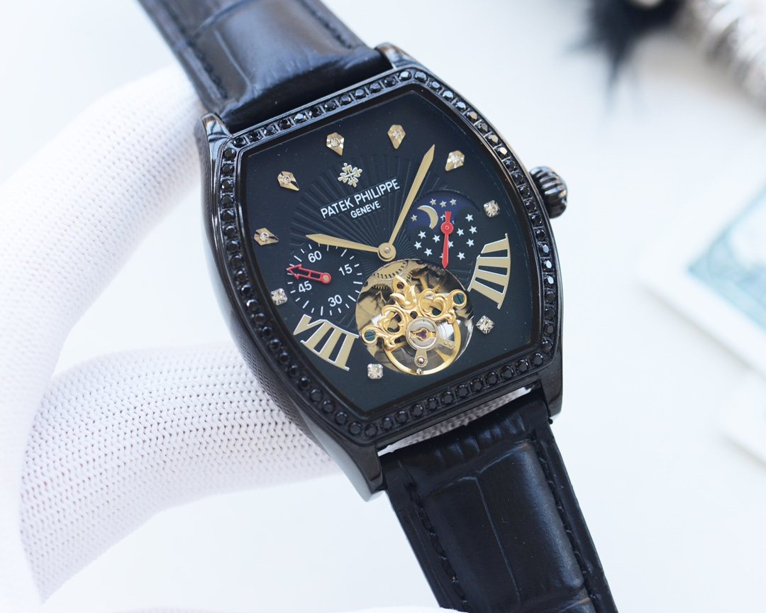 PATEK PHILIPPE Black Dial Strap Watch
