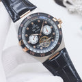 OMEGA Rose Gold Black Dial Leather Strap Watch