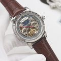 PATEK PHILIPPE Silver Brown Strap Watch