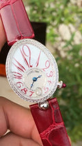 Breguet Red Silver White Dial Strap Watch