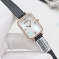 CHANEL Black Rose Gold White Dial Leather Strap Watch