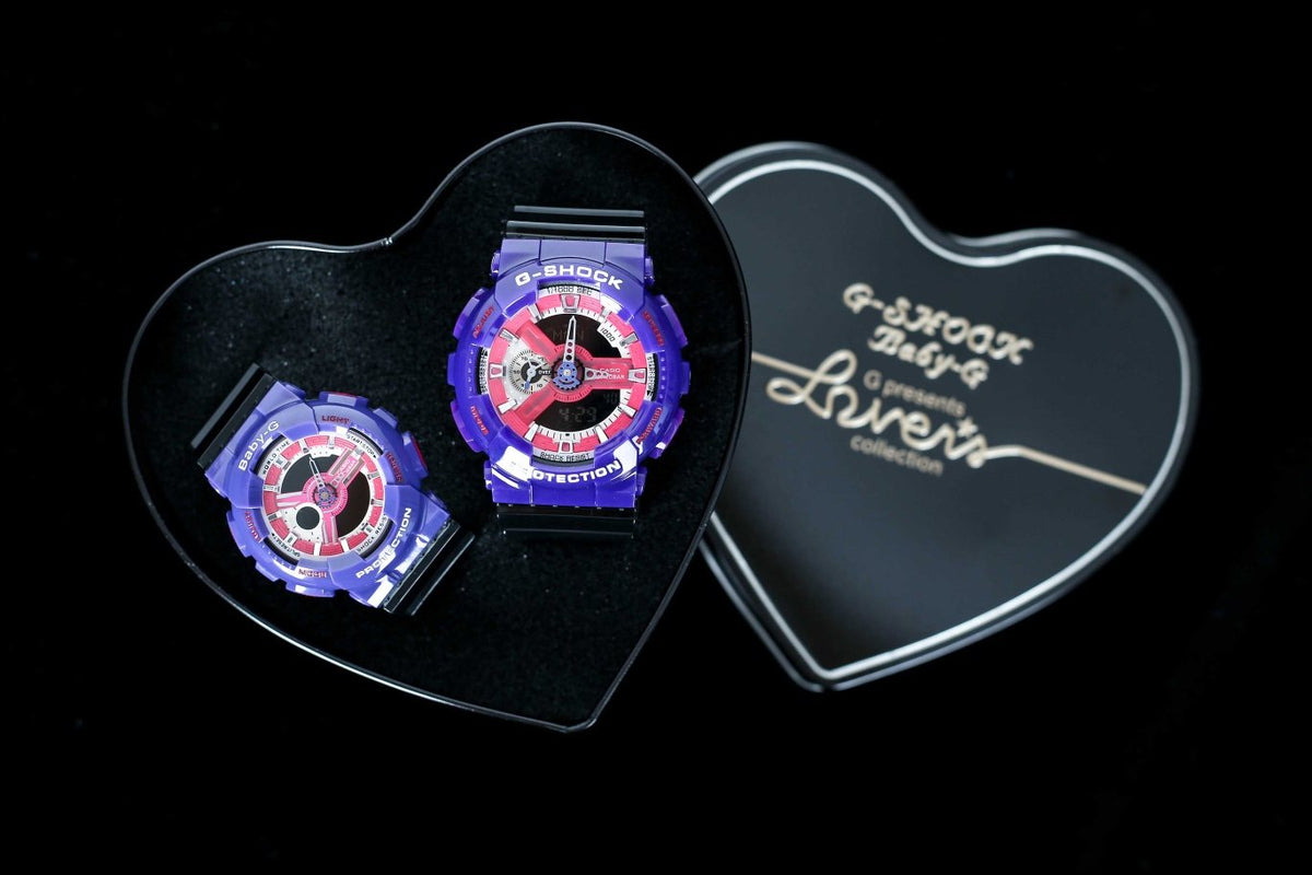 Casio Pink Black Dial Couple Watch Set