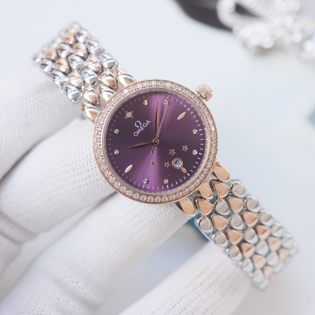 OMEGA Rose Gold Silver Bracelet Watch