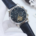 PATEK PHILIPPE Silver Black Dial Strap Watch