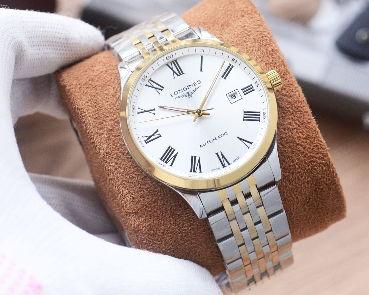Gold Silver White Dial Bracelet Watch